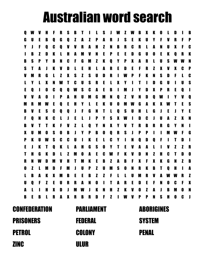 Australian word search 