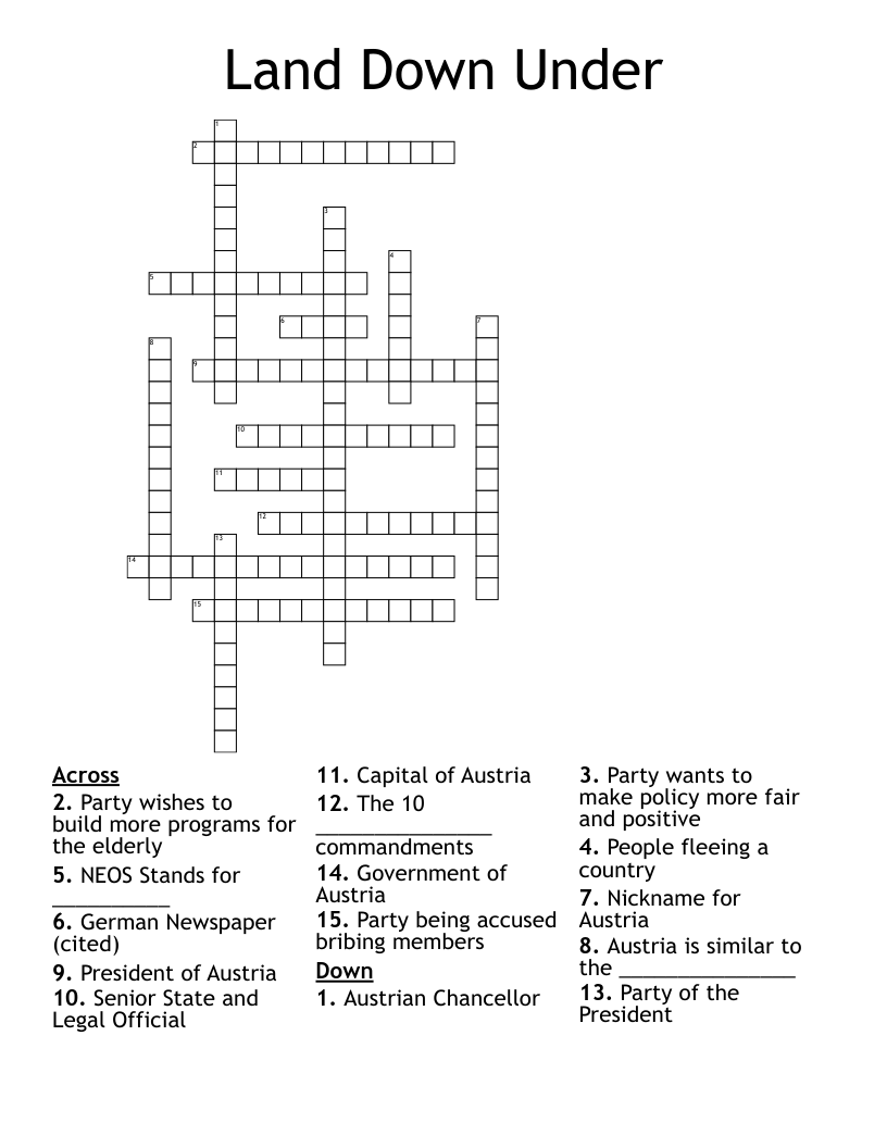 Land Down Under Crossword