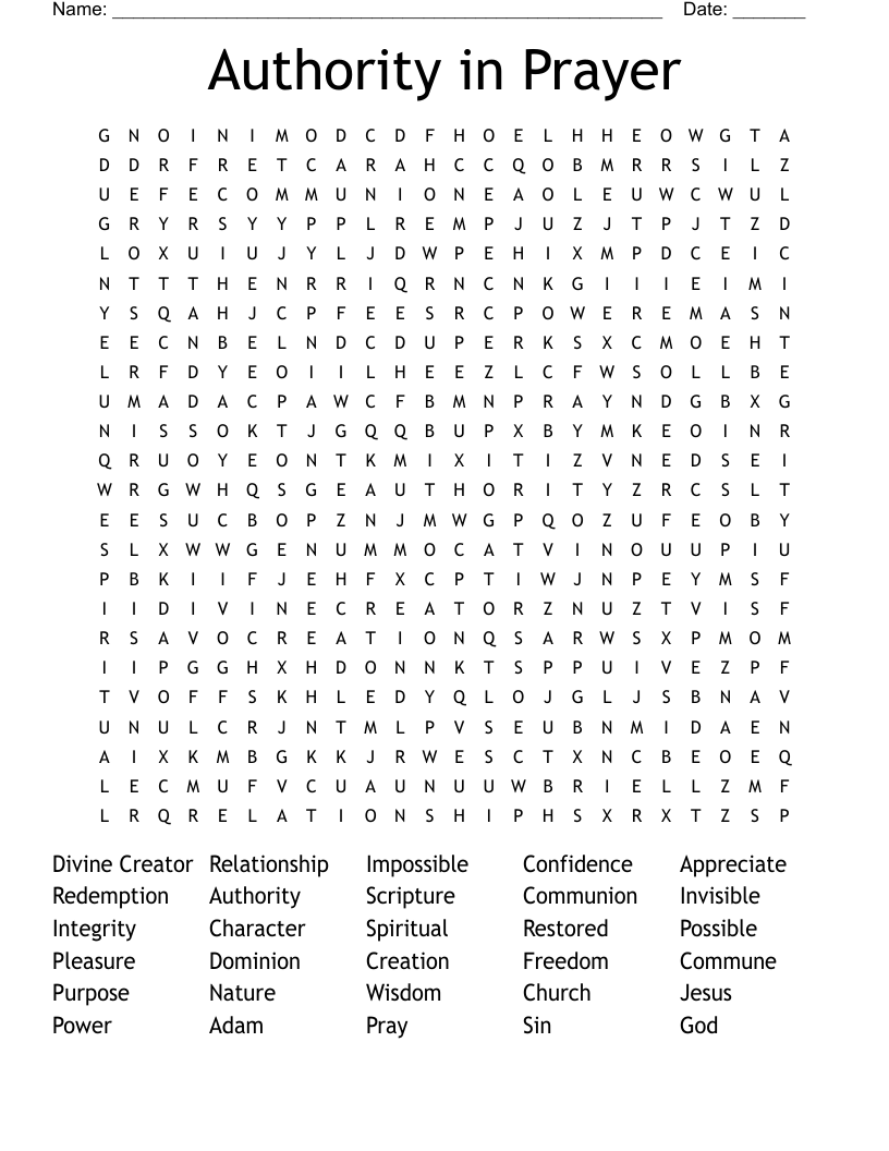 Authority in Prayer Word Search