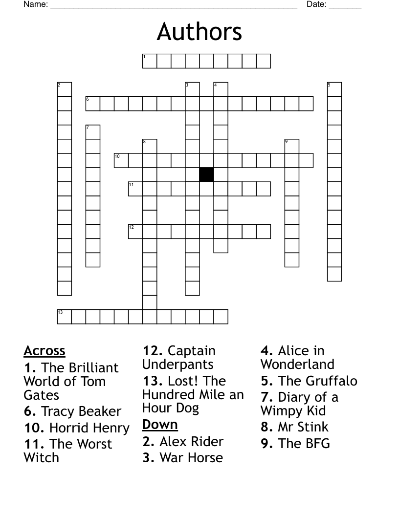 Authors Crossword