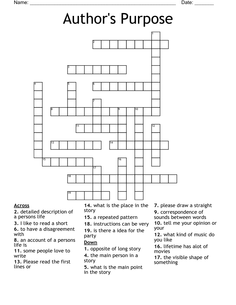 Author's Purpose Crossword