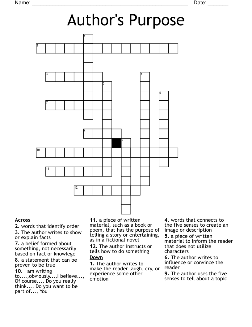 Author's Purpose Crossword