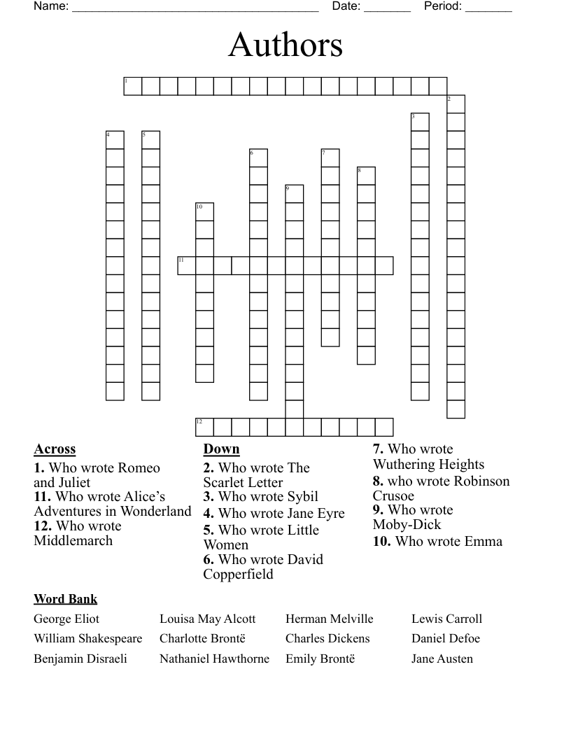 Authors  Crossword
