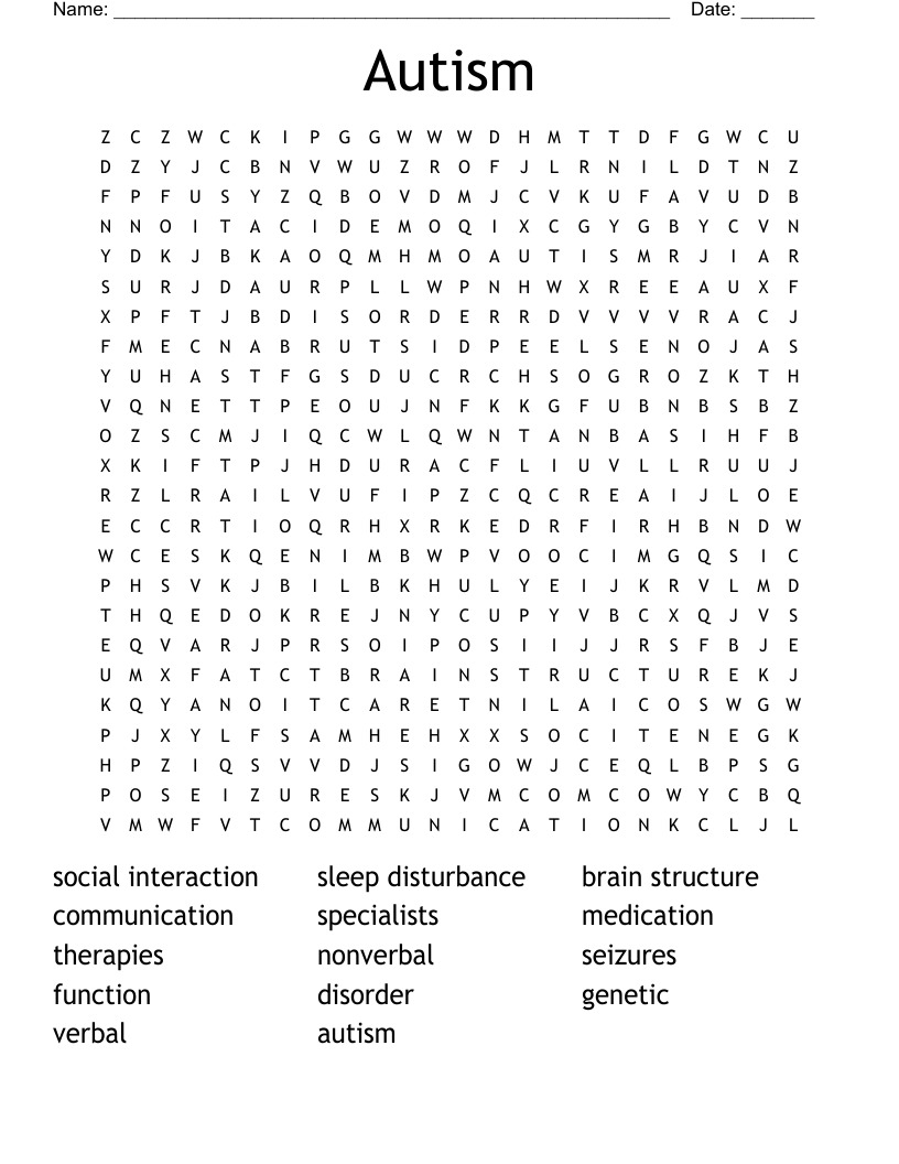 Autism Word Search