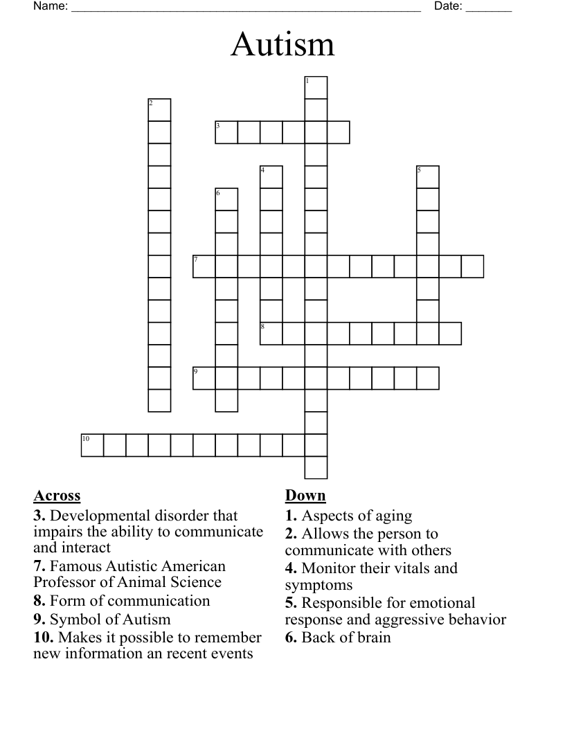 Autism Crossword