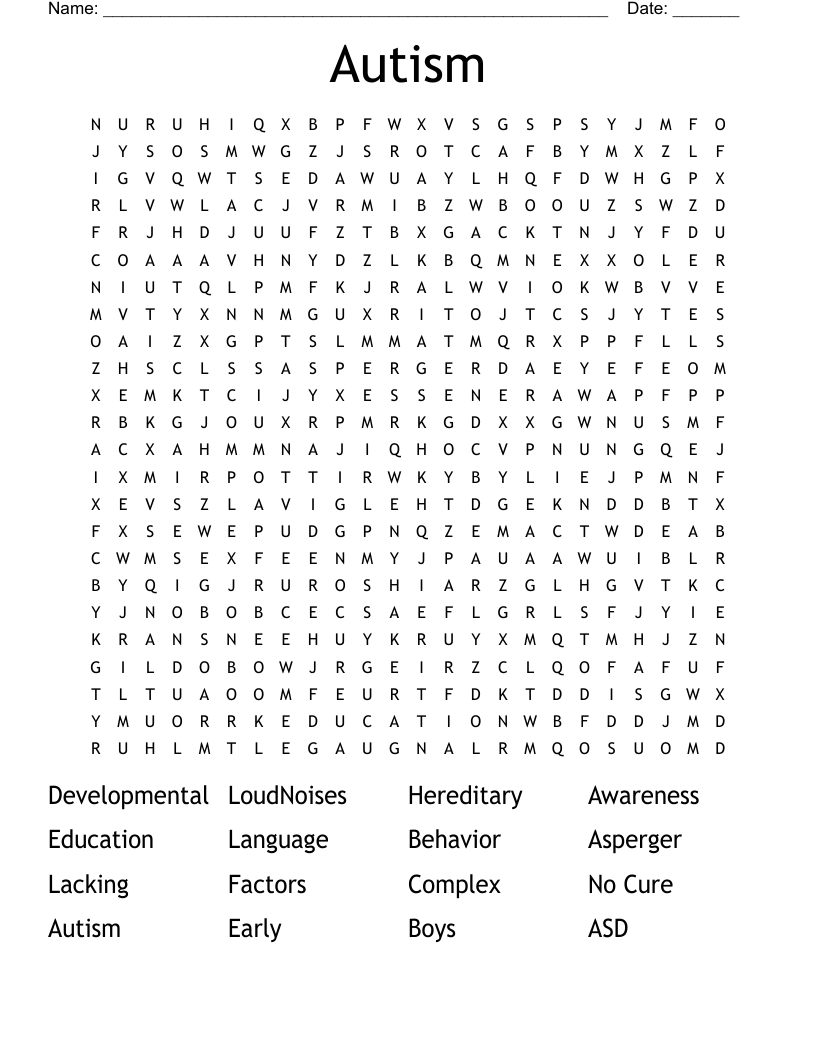Autism Word Search