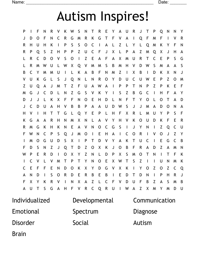 Autism Inspires! Word Search