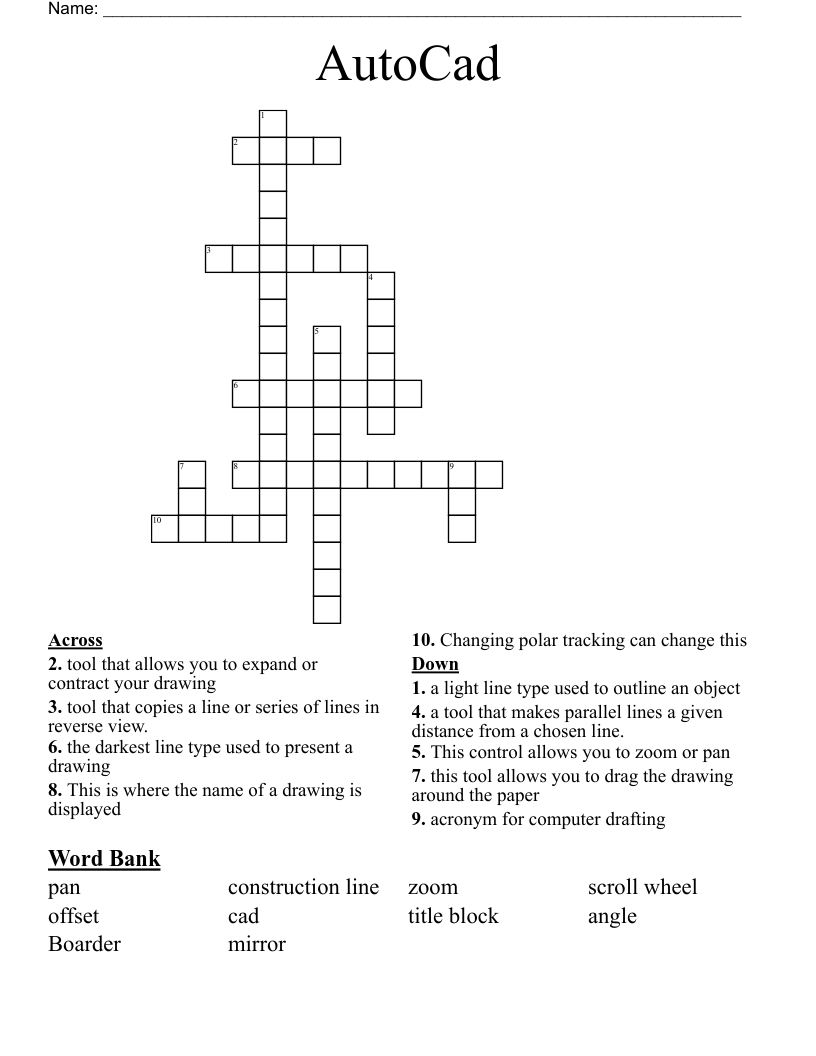 AutoCad Crossword