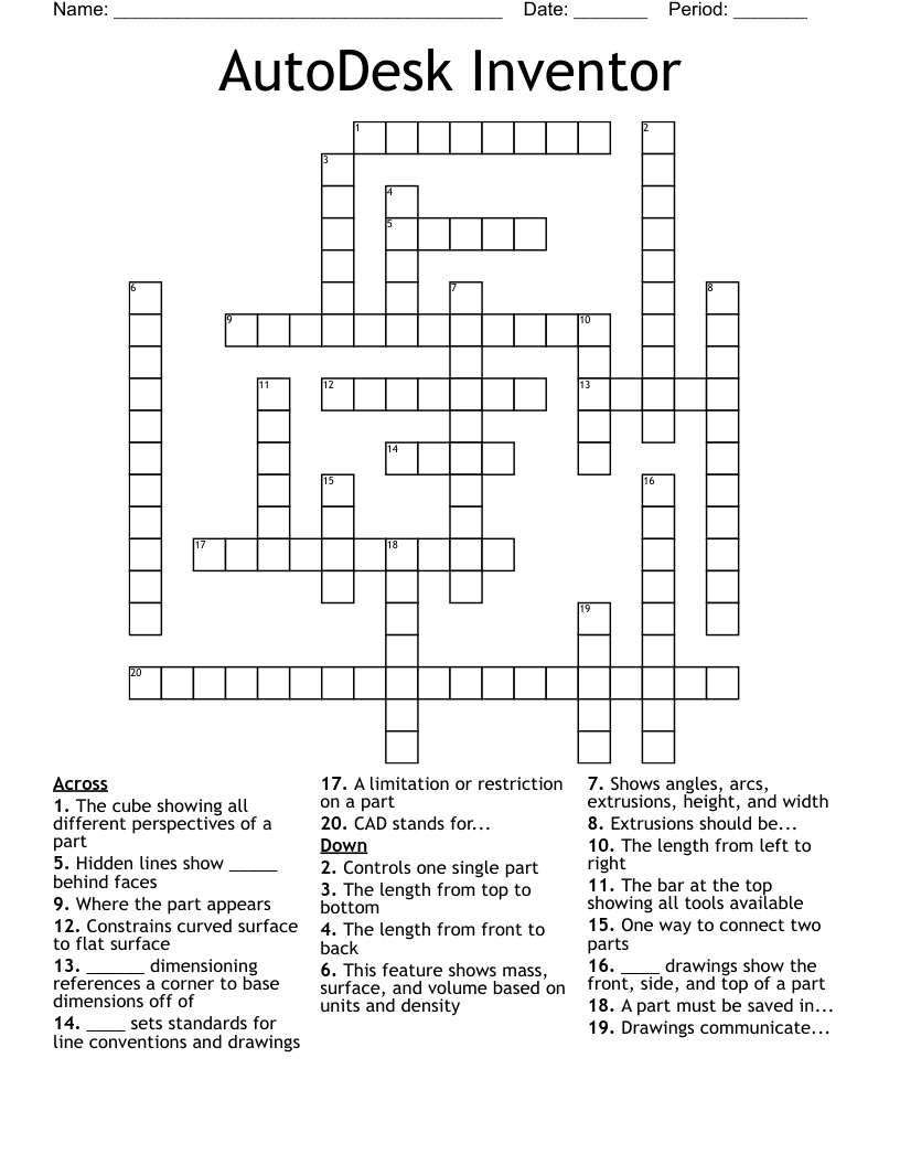 AutoDesk Inventor Crossword