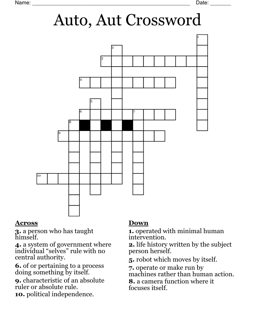 Auto, Aut Crossword