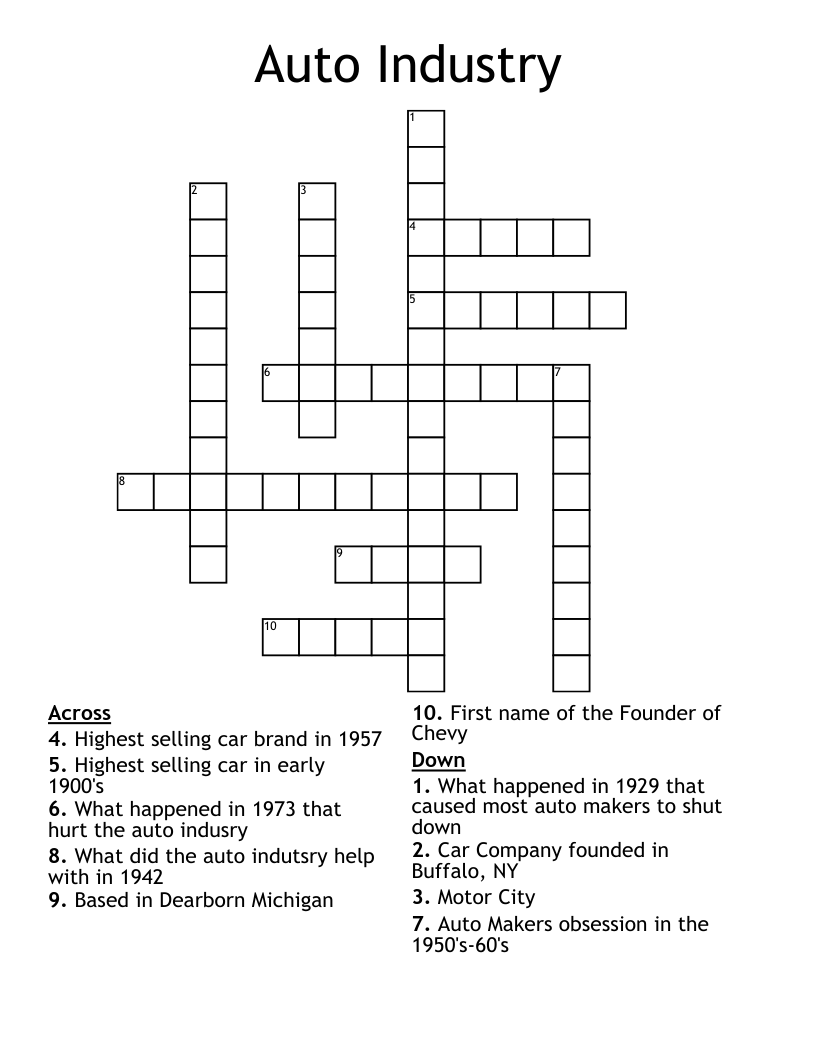 Auto Industry Crossword