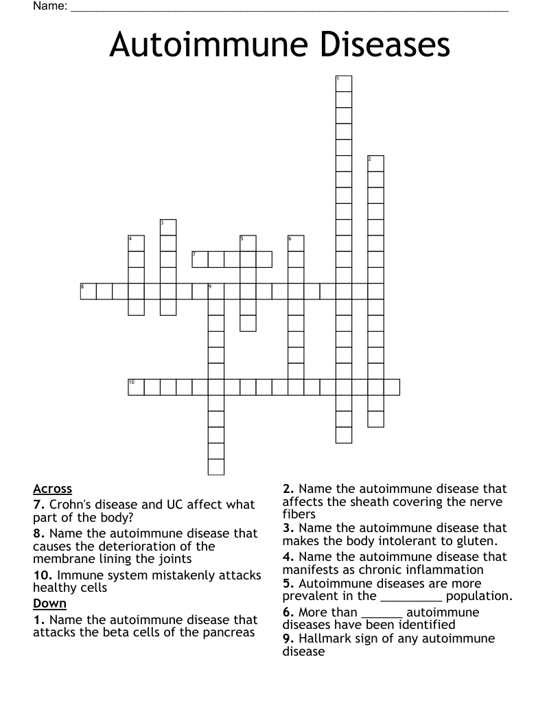 Autoimmune Diseases Crossword