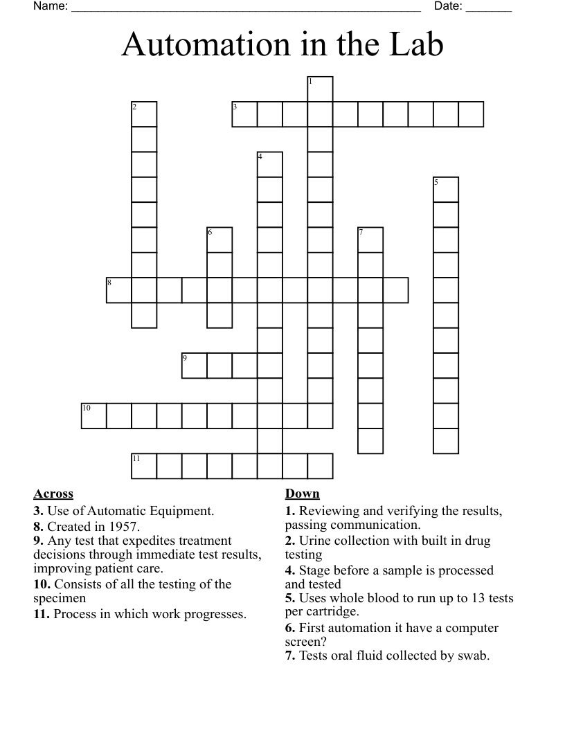 Automation in the Lab Crossword