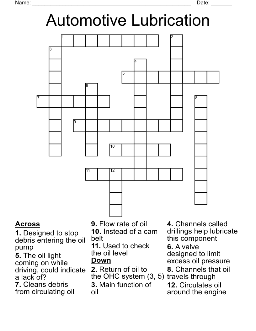 Automotive Lubrication Crossword