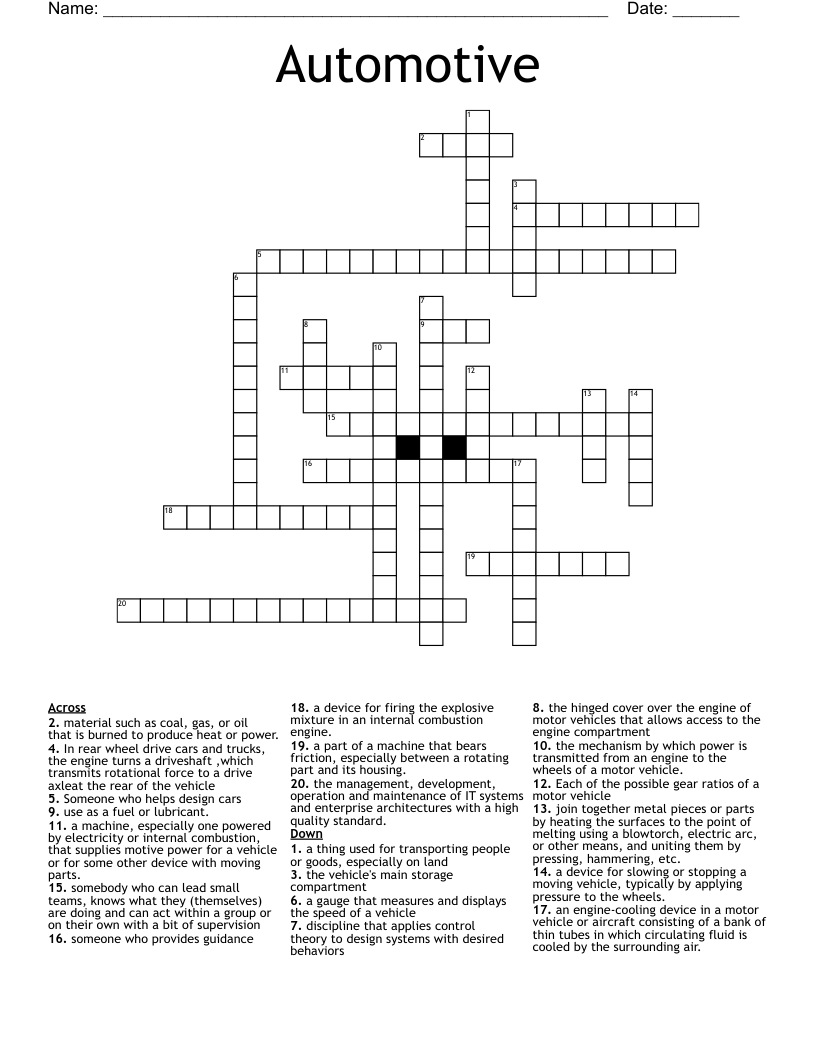 Automotive  Crossword