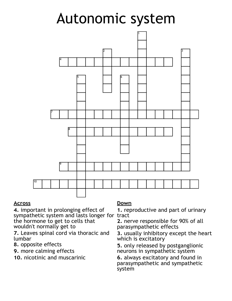 Autonomic system  Crossword