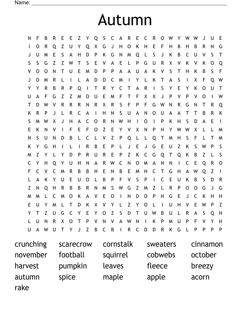 Autumn Word Search