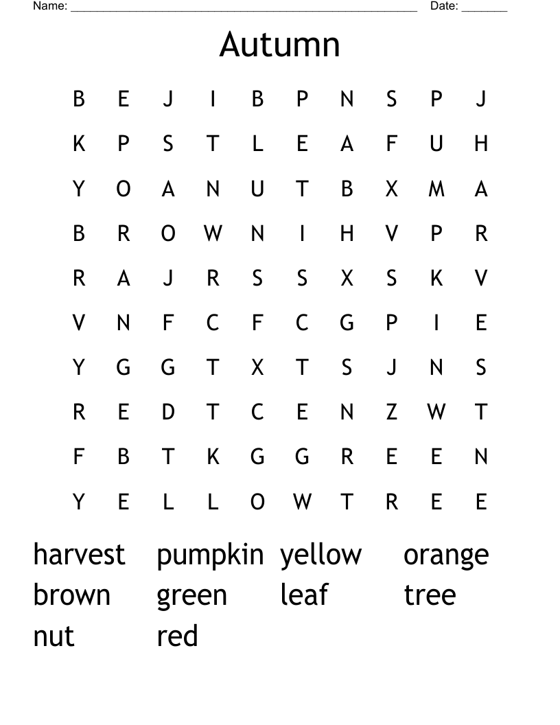 Autumn Word Search