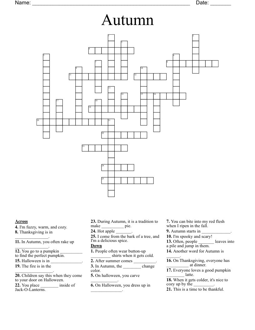Autumn Crossword