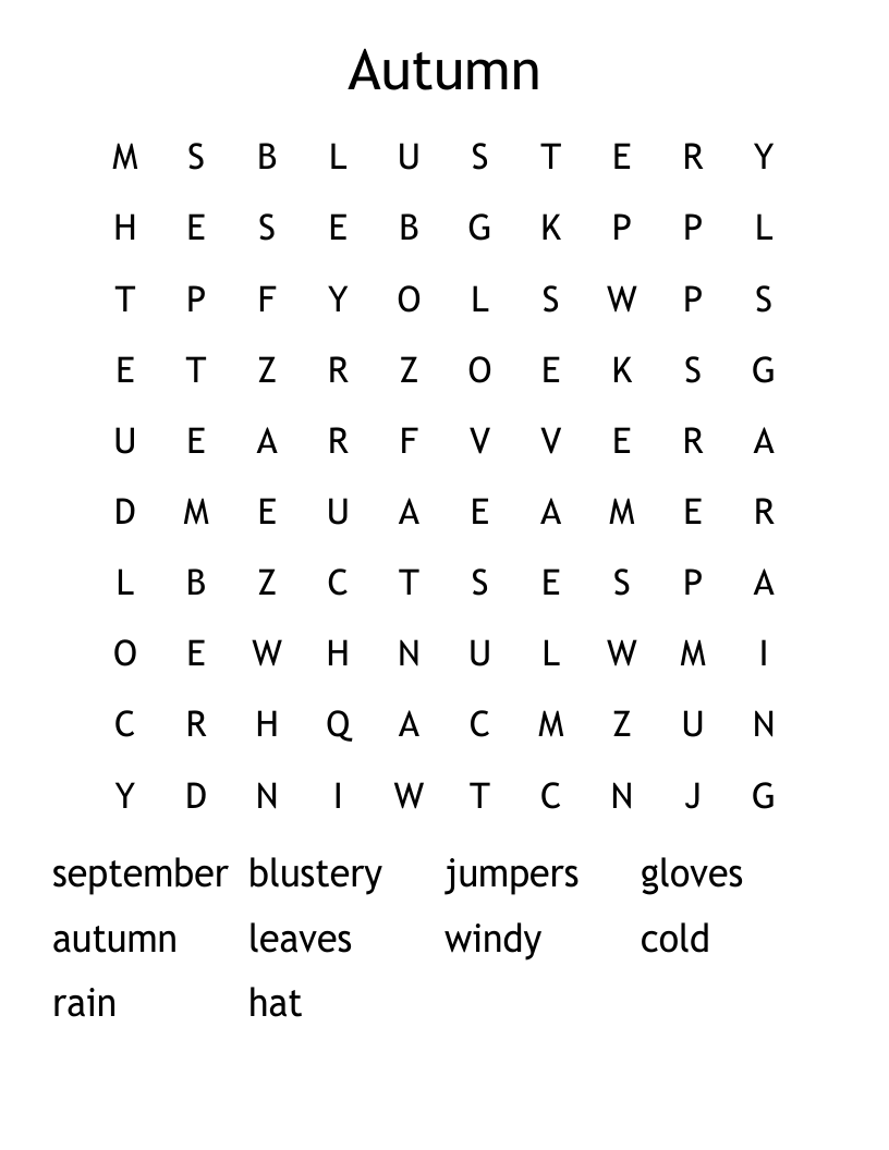Autumn Word Search