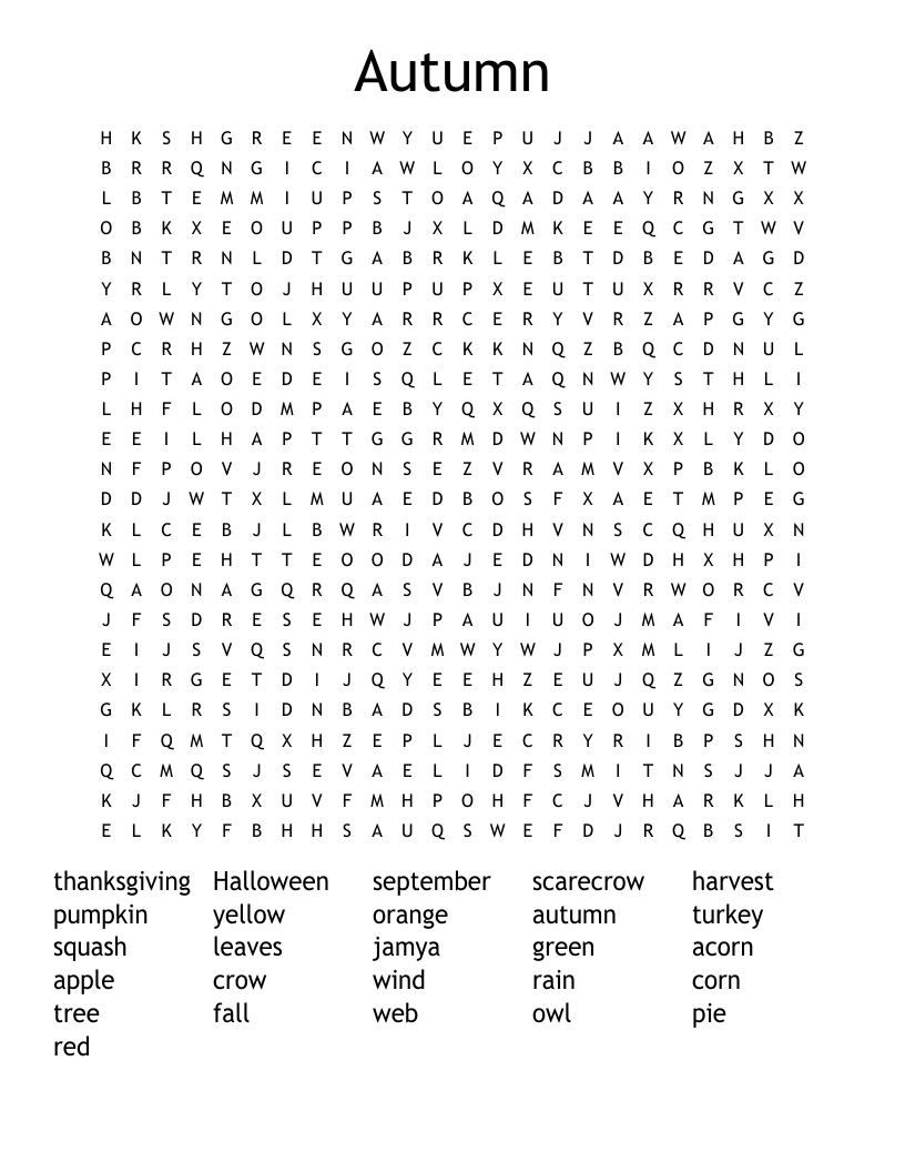 Autumn Word Search