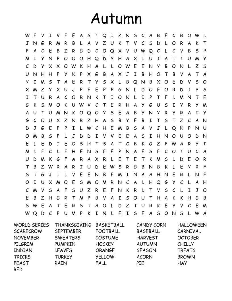 Autumn Word Search