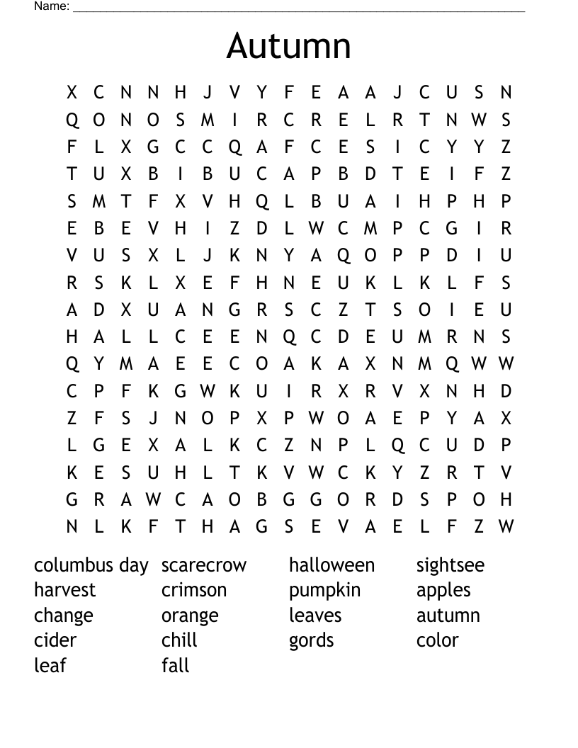 Autumn Word Search
