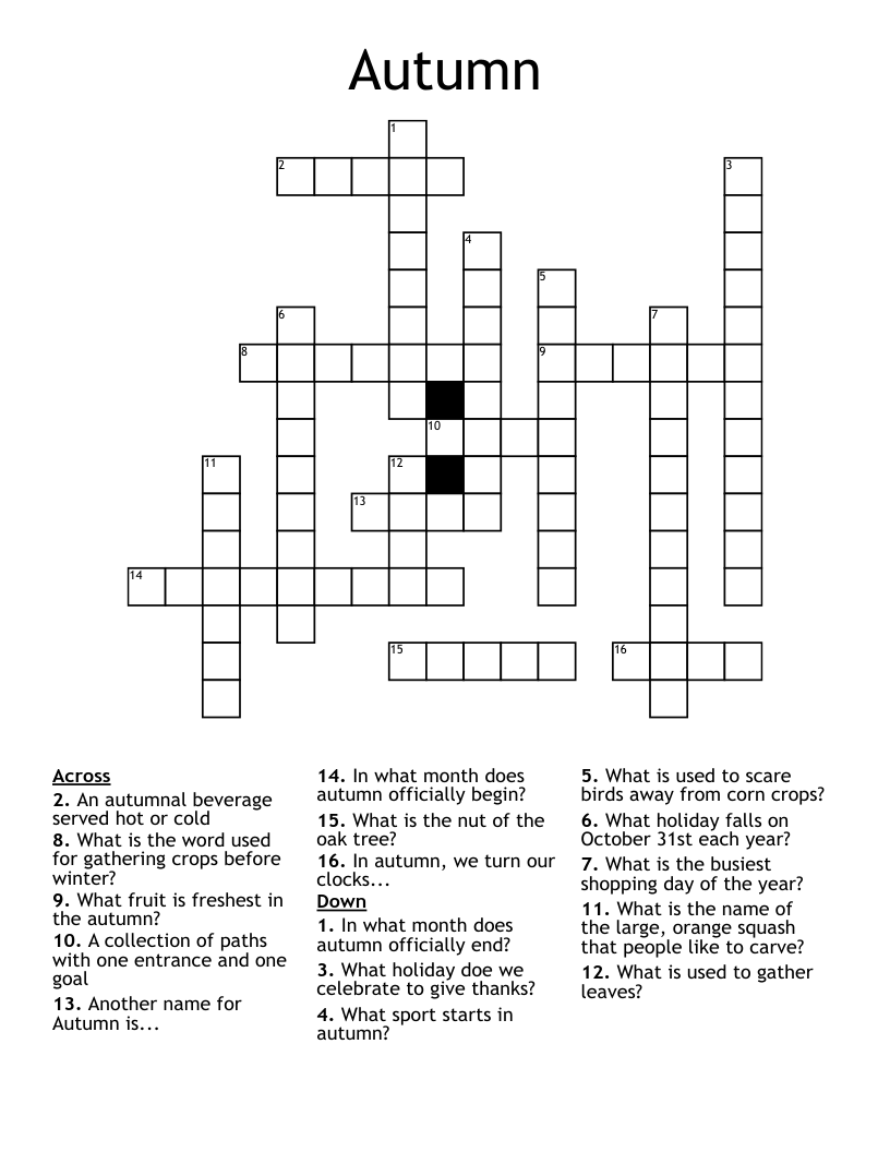 Autumn Crossword