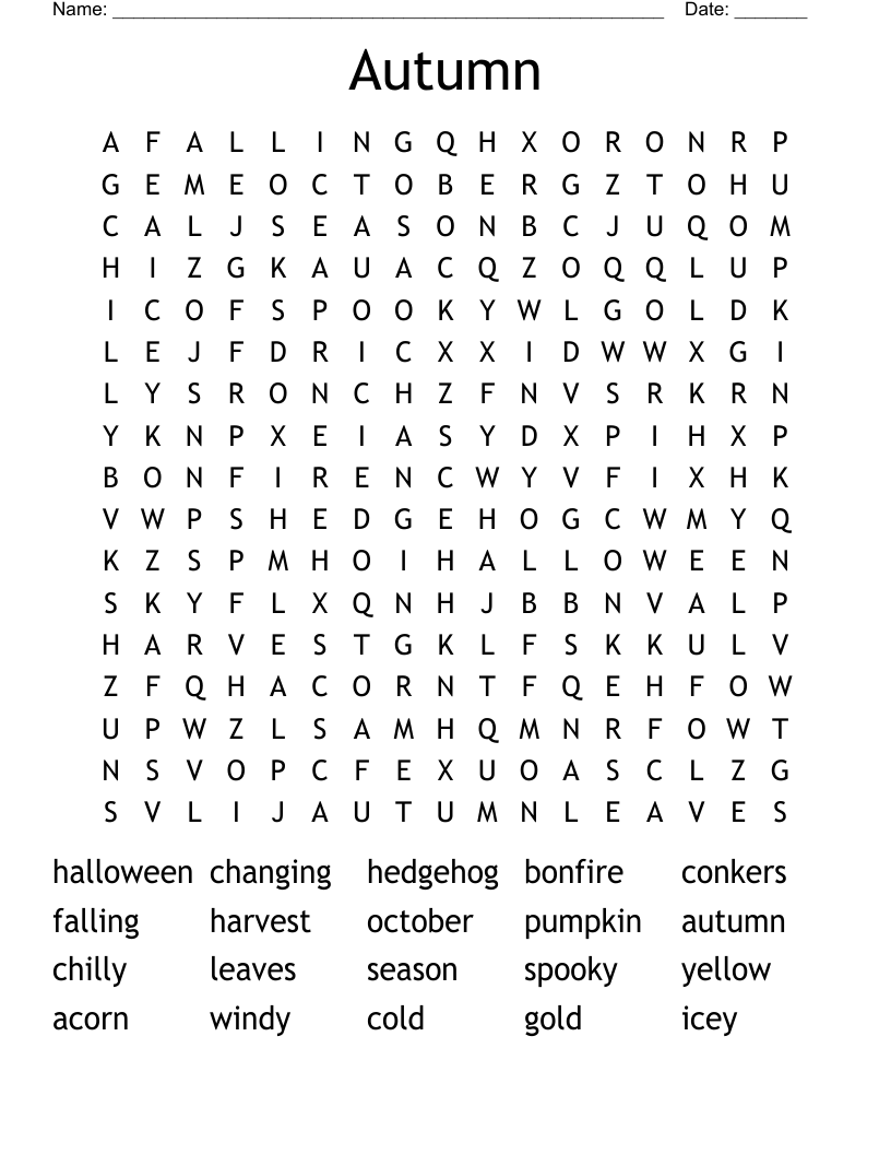 Autumn Word Search