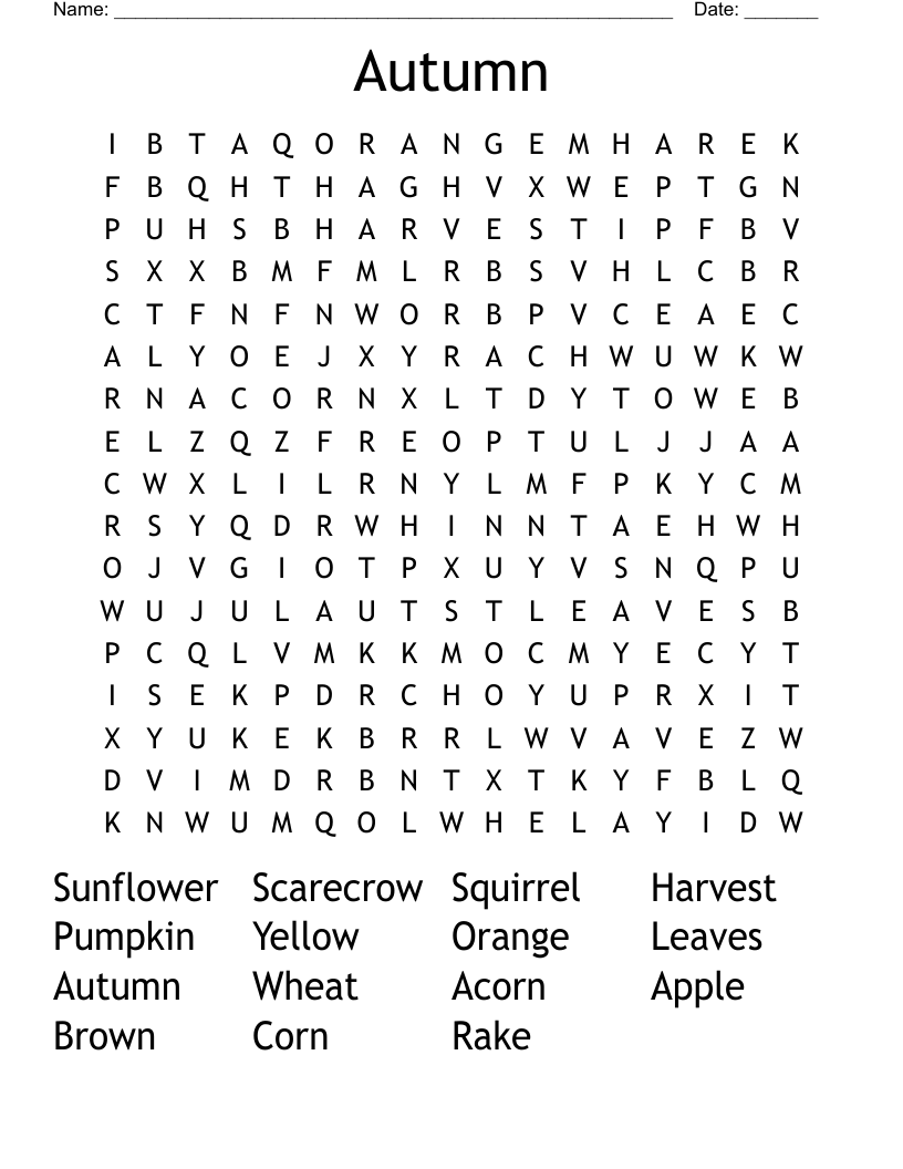 Autumn Word Search