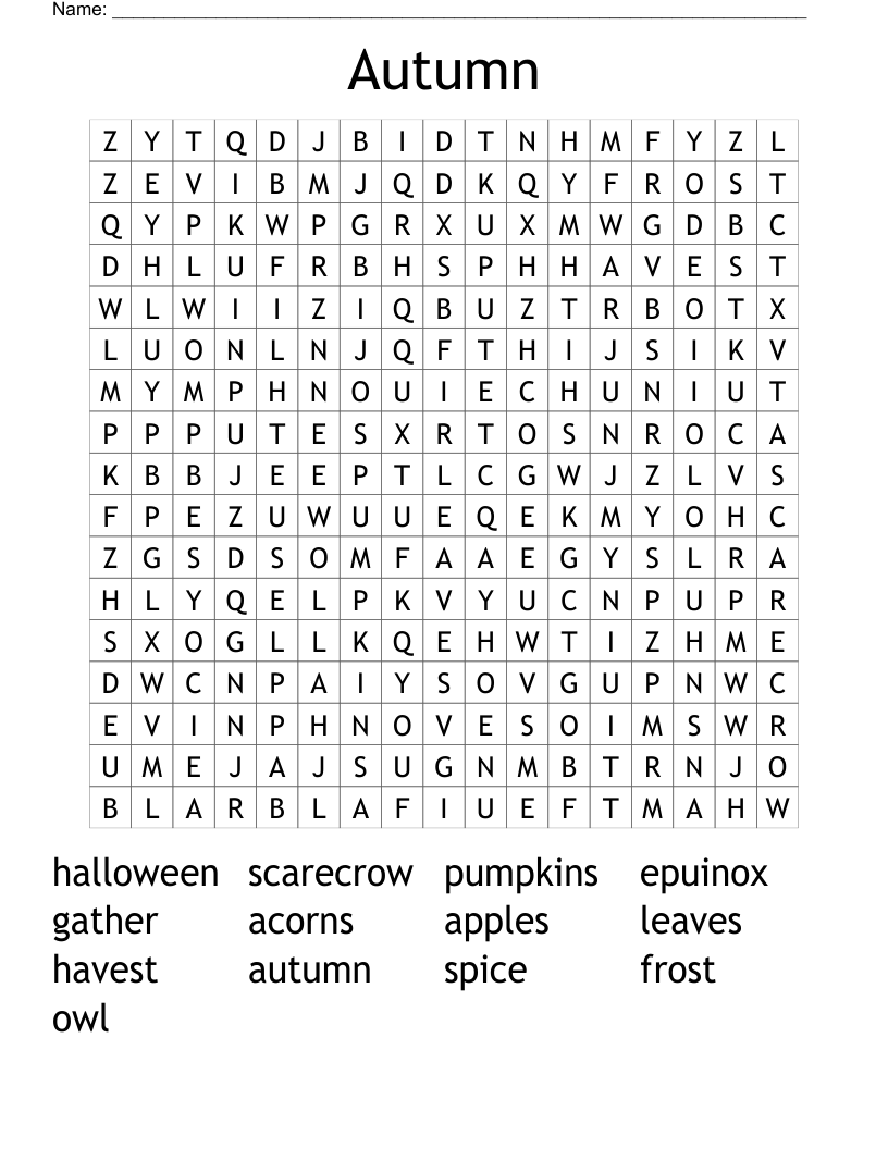 Autumn Word Search