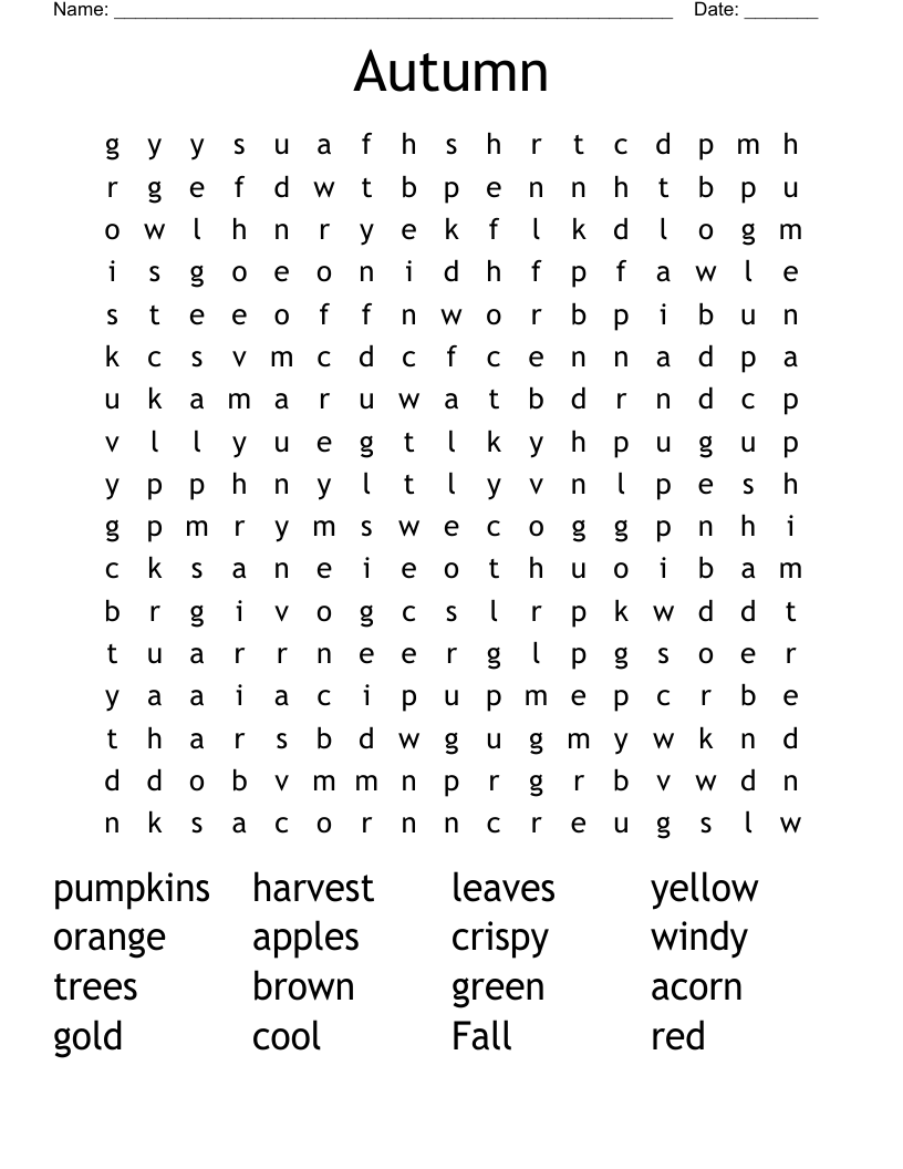 Autumn Word Search
