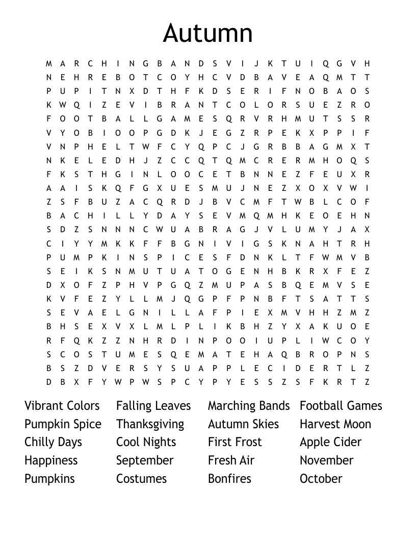 Autumn Word Search