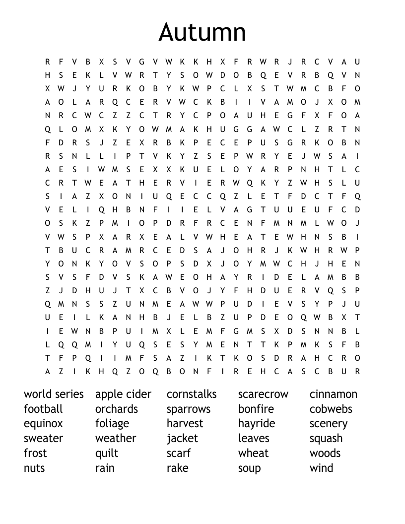 Autumn Word Search