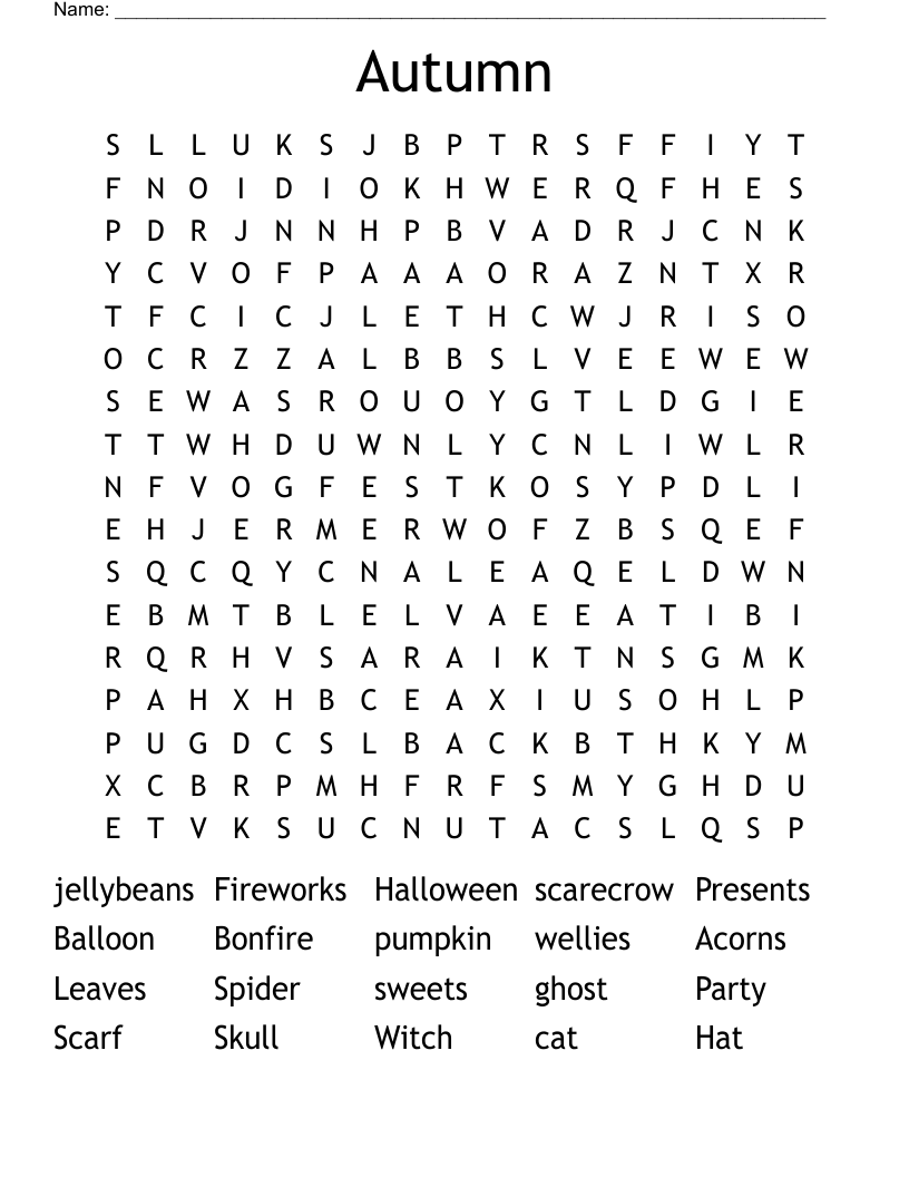 Autumn Word Search