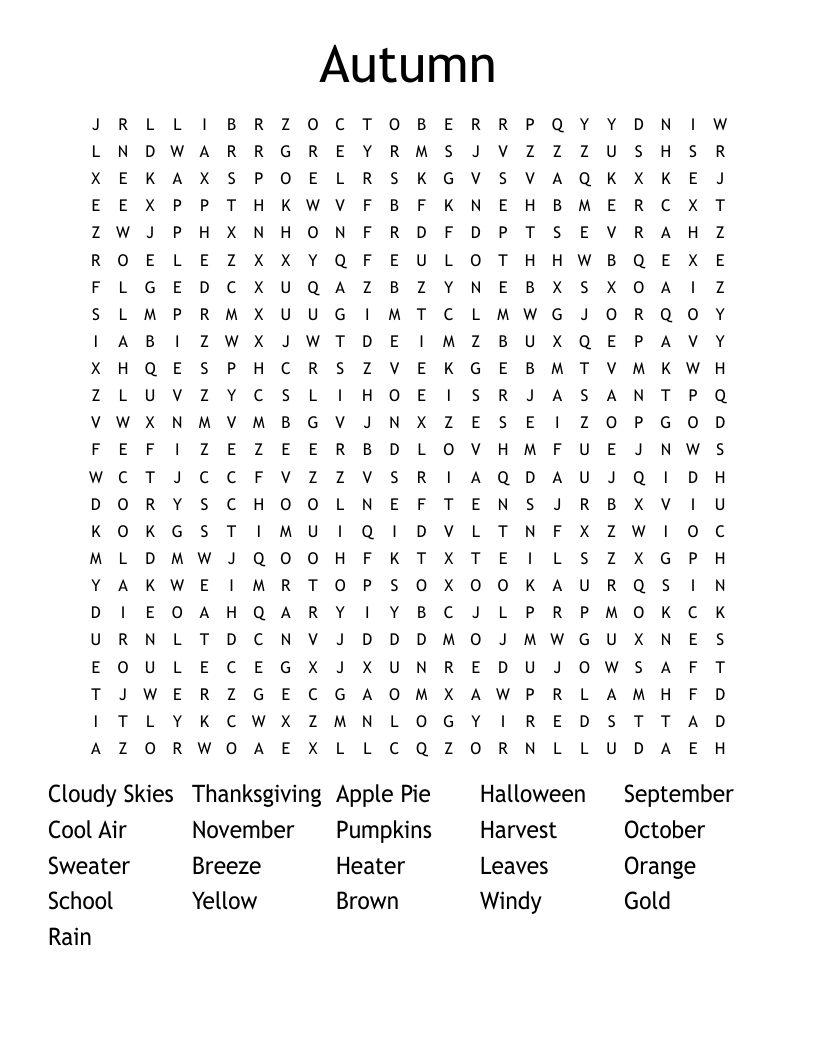Autumn Word Search