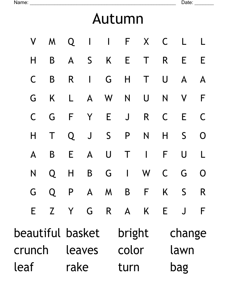Autumn Word Search