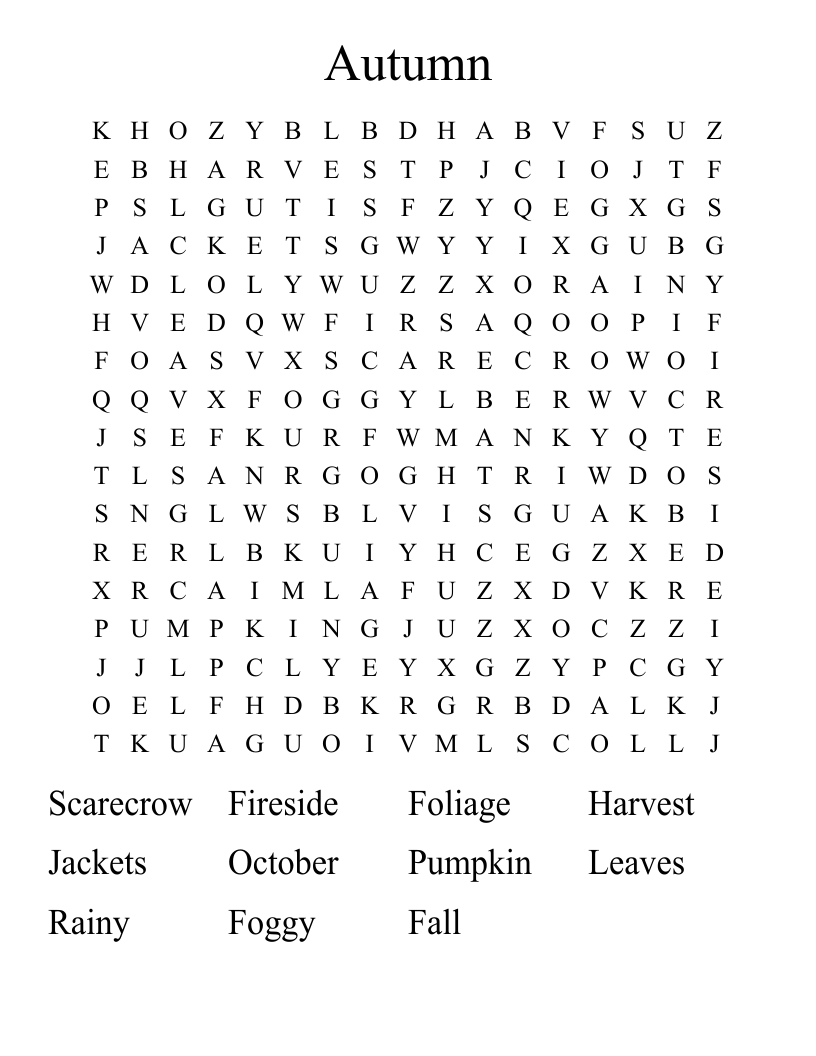 Autumn Word Search
