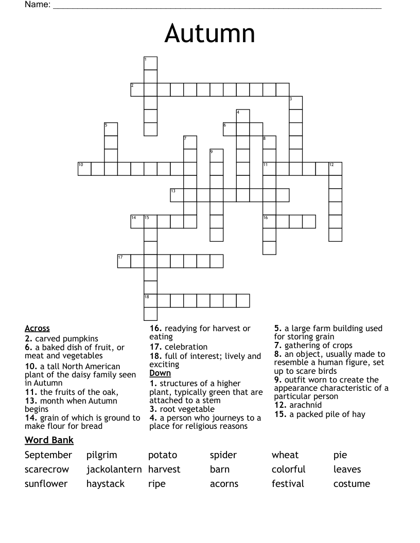 Autumn Crossword