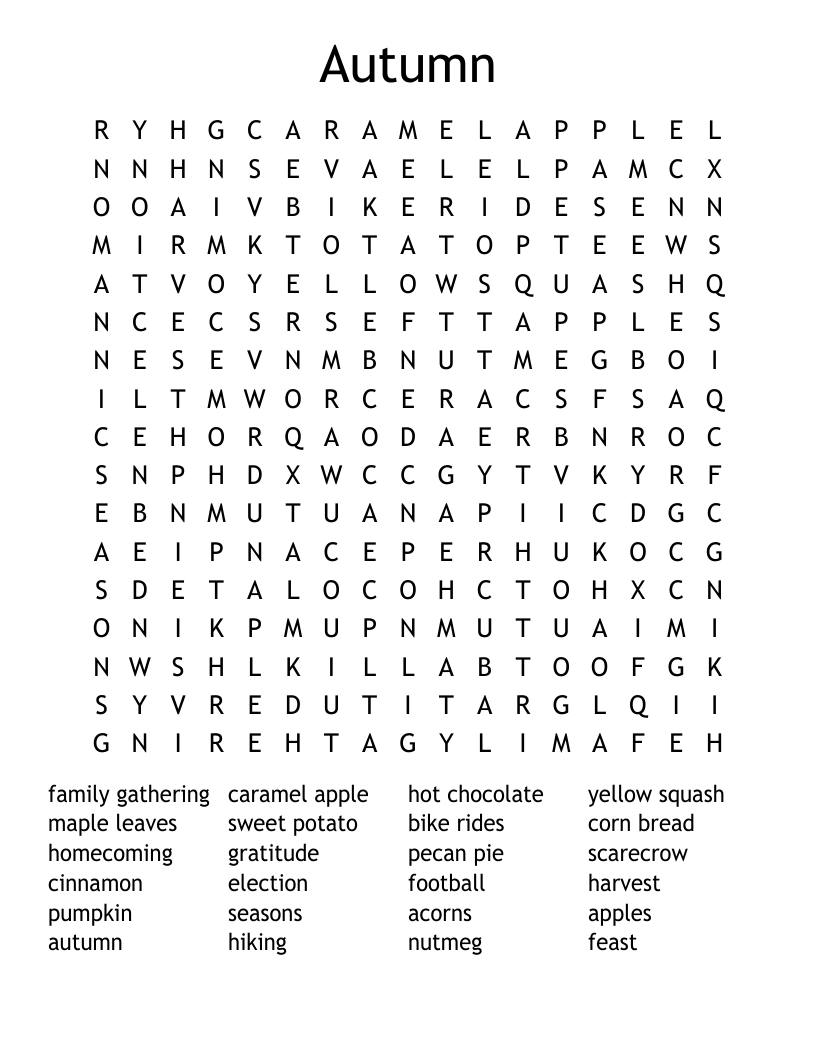 Autumn Word Search