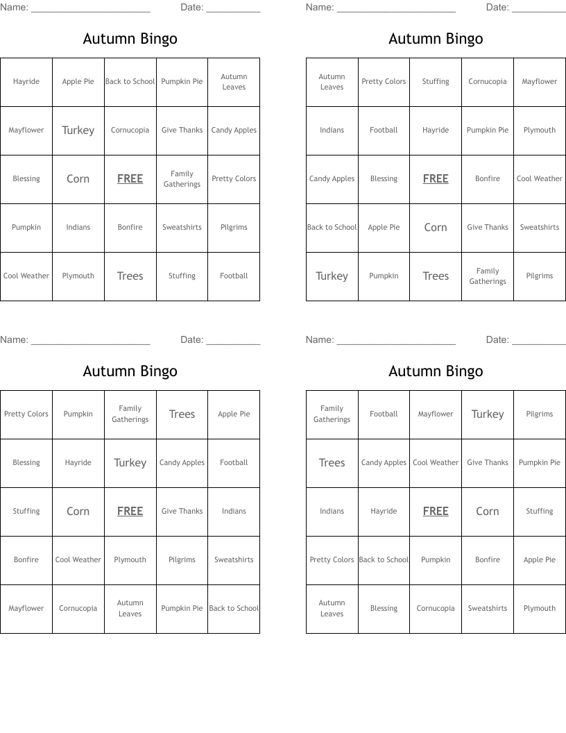 Autumn Bingo