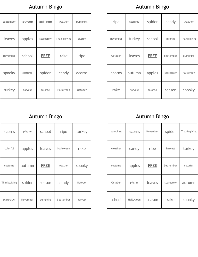 Autumn Bingo
