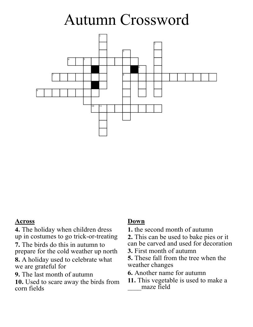 Autumn Crossword