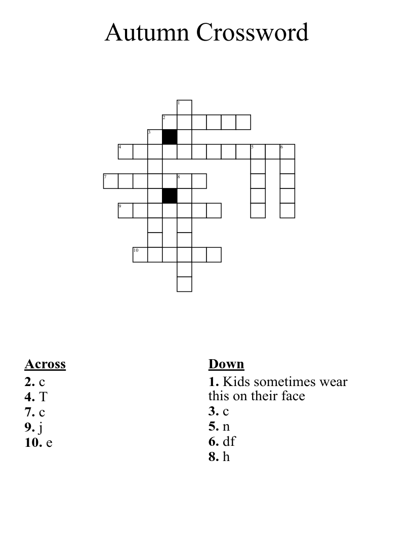 Autumn Crossword