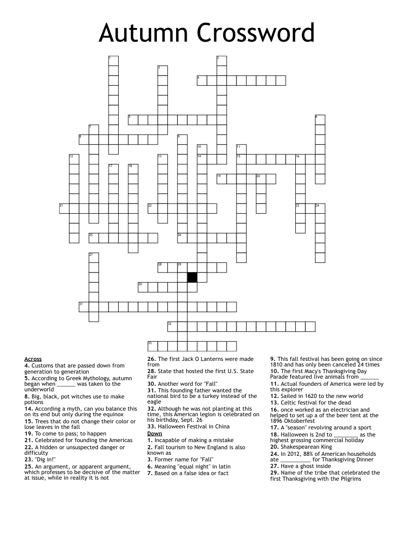 Autumn Crossword