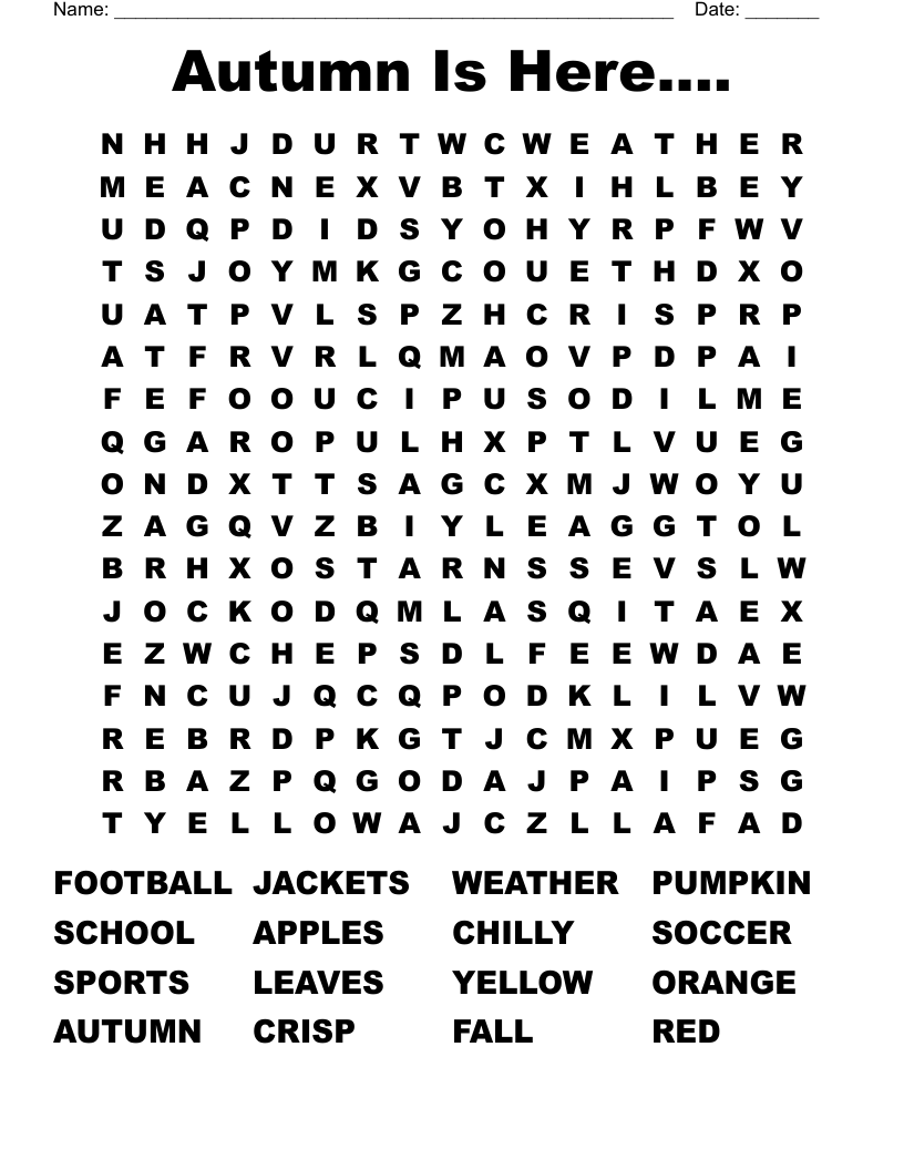 Autumn Is Here.... Word Search