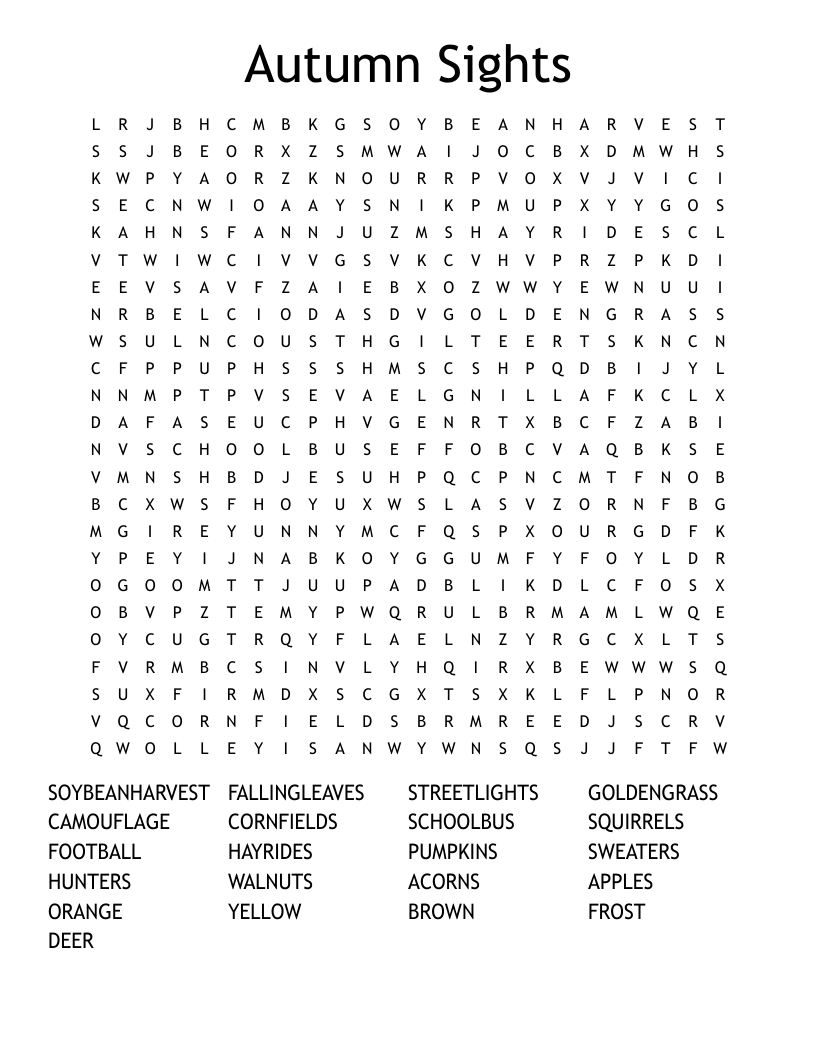 Autumn Sights Word Search