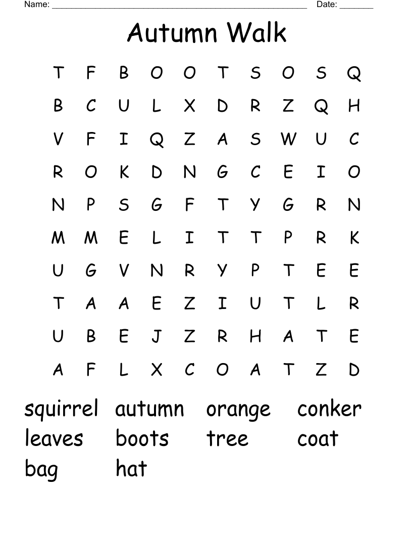 Autumn Walk Word Search