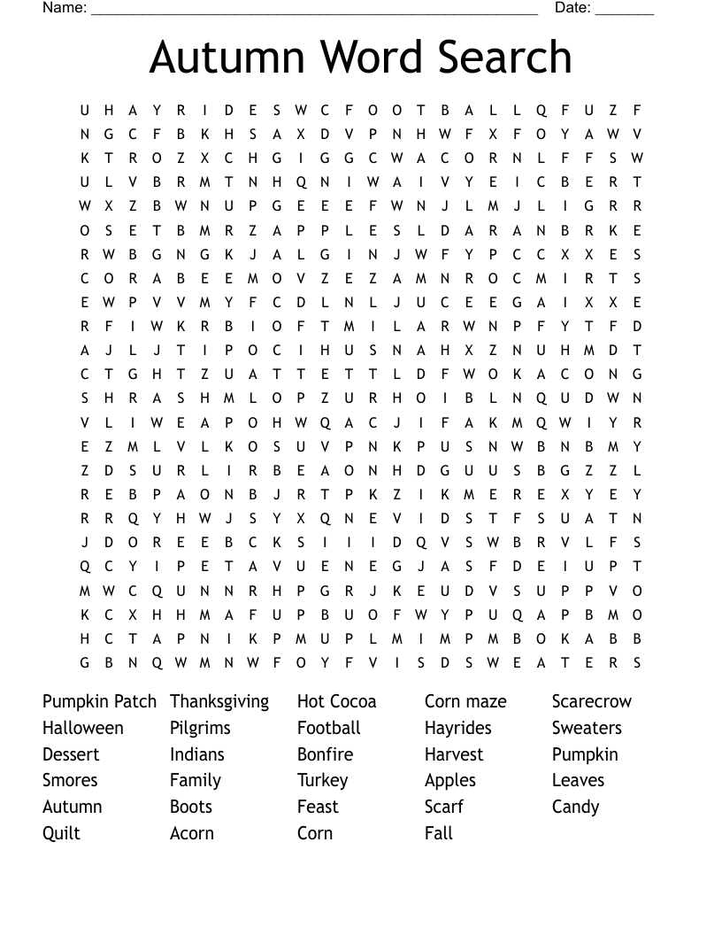 Autumn Word Search