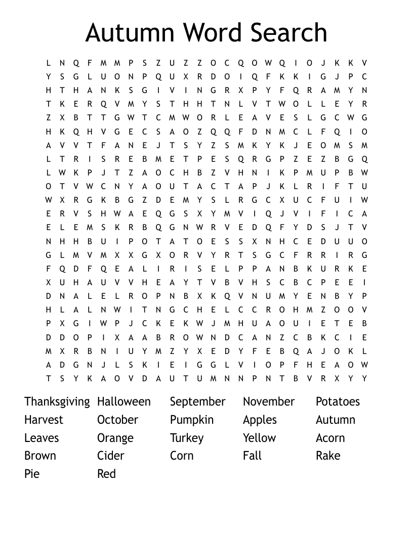 Autumn Word Search